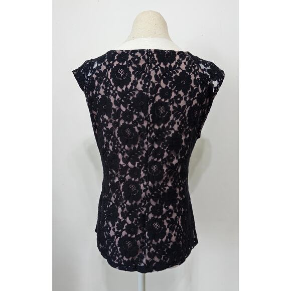 The Limited black floral lace sleeveless lined top sz M Whimsigoth Dark Floral - Picture 2 of 4